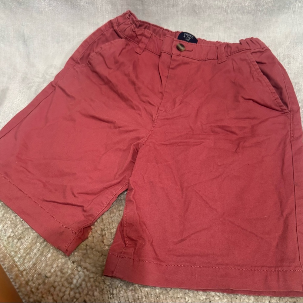 Crown & Ivy Red Flat Front Shorts Lightweight Cotton
